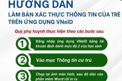 THÔNG BÁO HƯỚNG DẪN LÀM BẢN XÁC THỰC THÔNG TIN CỦA TRẺ TRÊN ỨNG DỤNG VNEID